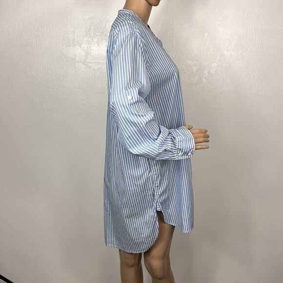 Pure DKNY Striped White And Blue Hi-Low Hem Button Up Tunic Top Size M - Picture 3 of 9